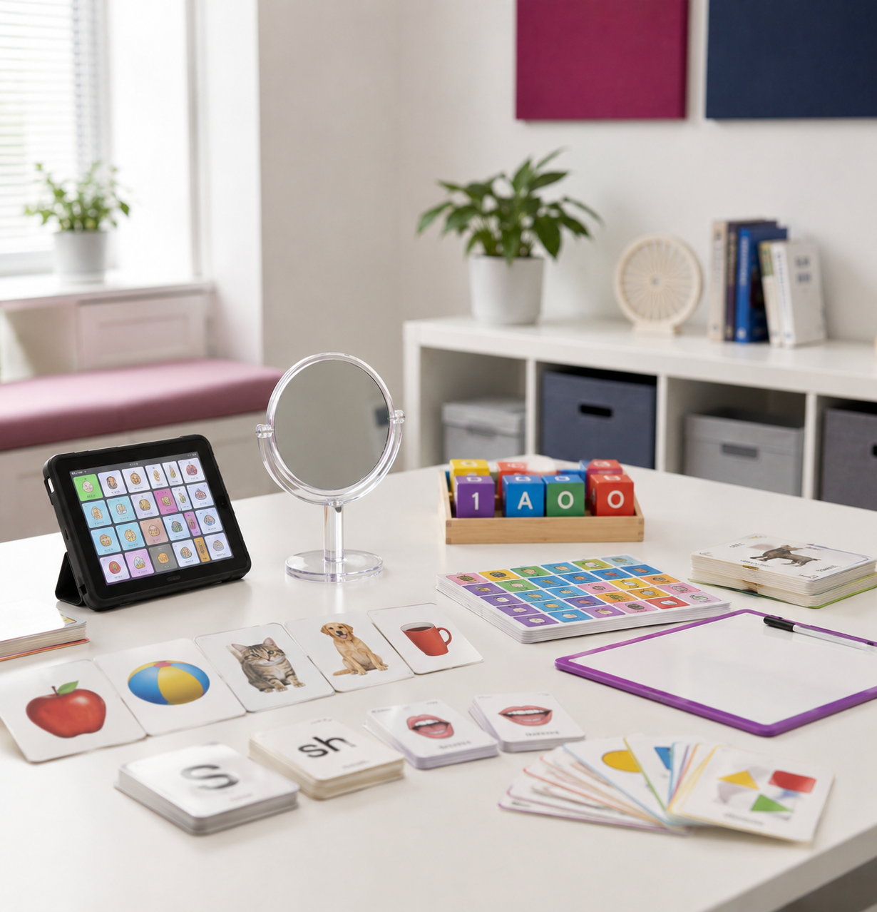 Speech and language therapy session for a child